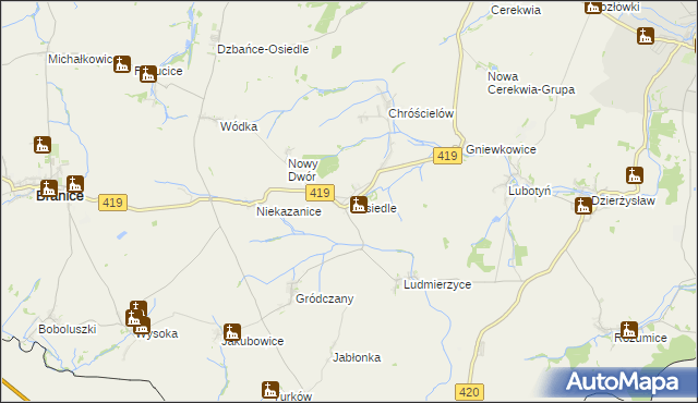 mapa Nasiedle, Nasiedle na mapie Targeo