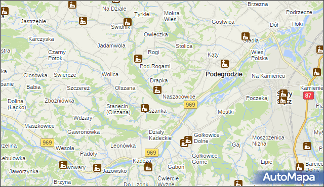 mapa Naszacowice, Naszacowice na mapie Targeo