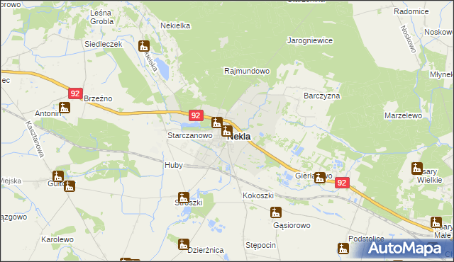 mapa Nekla powiat wrzesiński, Nekla powiat wrzesiński na mapie Targeo