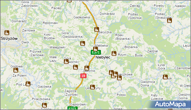 mapa Niebylec, Niebylec na mapie Targeo