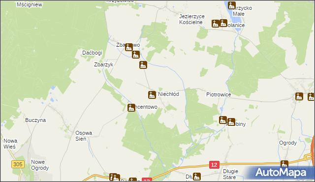 mapa Niechłód, Niechłód na mapie Targeo