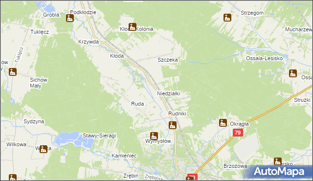 mapa Niedziałki gmina Rytwiany, Niedziałki gmina Rytwiany na mapie Targeo