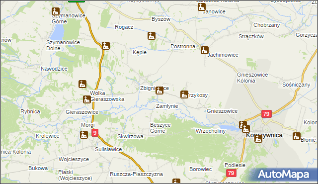 mapa Niedźwice, Niedźwice na mapie Targeo