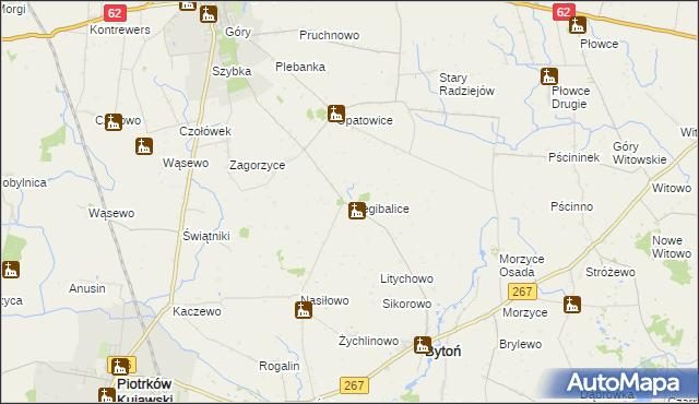 mapa Niegibalice, Niegibalice na mapie Targeo