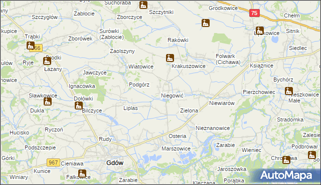 mapa Niegowić, Niegowić na mapie Targeo