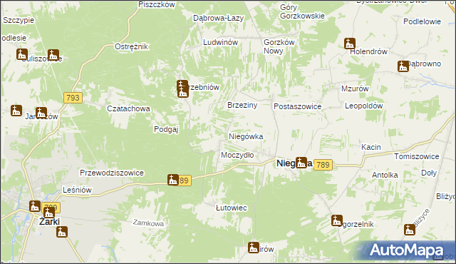 mapa Niegówka, Niegówka na mapie Targeo