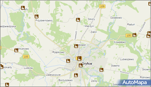 mapa Niekładź, Niekładź na mapie Targeo