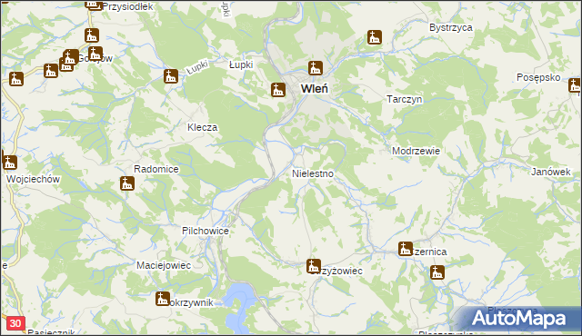 mapa Nielestno, Nielestno na mapie Targeo