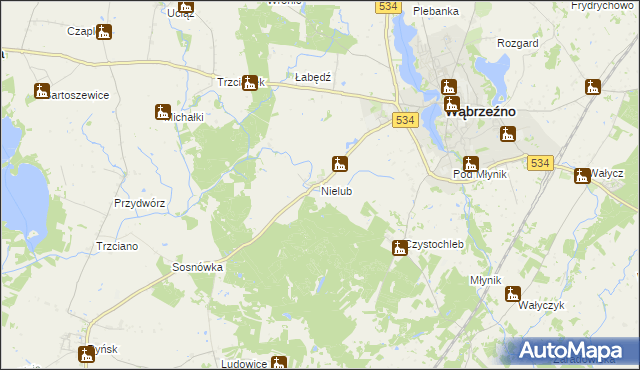 mapa Nielub, Nielub na mapie Targeo