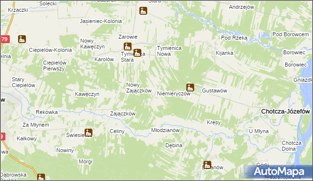 mapa Niemieryczów, Niemieryczów na mapie Targeo