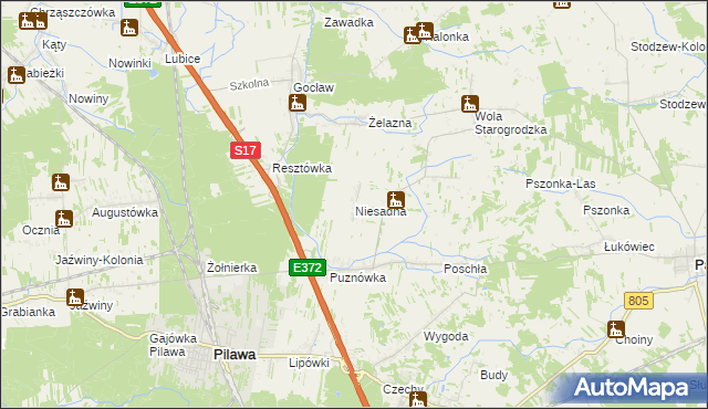 mapa Niesadna, Niesadna na mapie Targeo