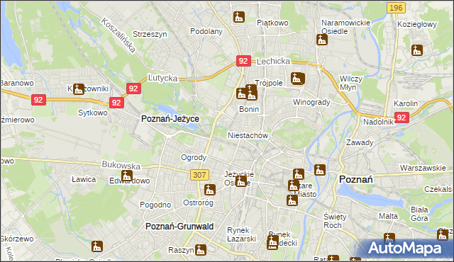 mapa Niestachów gmina Poznań, Niestachów gmina Poznań na mapie Targeo