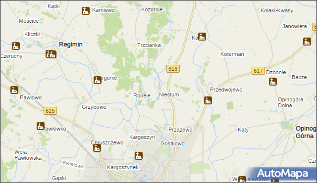 mapa Niestum, Niestum na mapie Targeo
