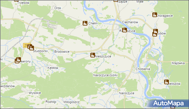 mapa Nieszczyce, Nieszczyce na mapie Targeo