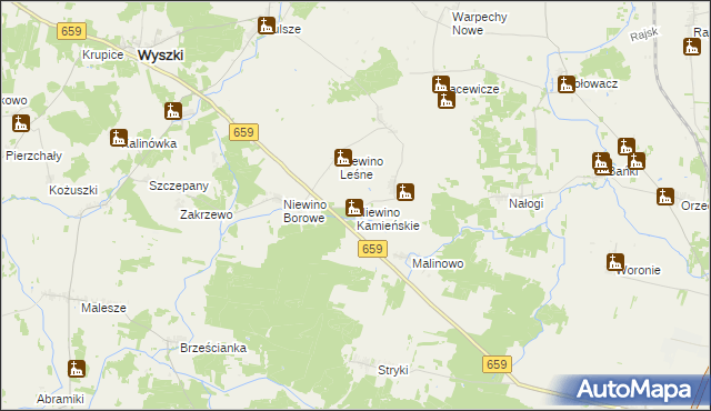 mapa Niewino Kamieńskie, Niewino Kamieńskie na mapie Targeo