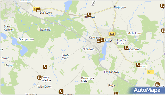 mapa Nipkowie, Nipkowie na mapie Targeo