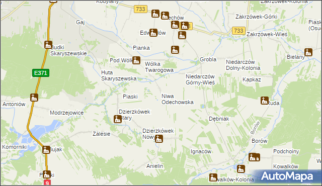 mapa Niwa Odechowska, Niwa Odechowska na mapie Targeo