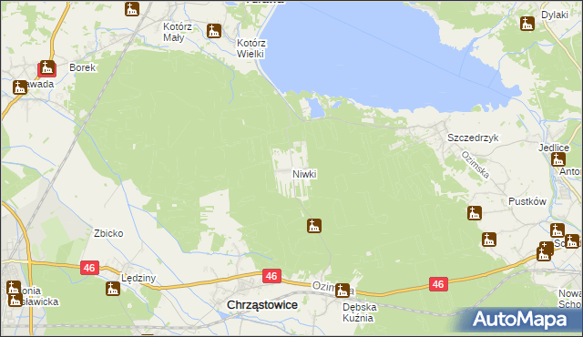 mapa Niwki gmina Chrząstowice, Niwki gmina Chrząstowice na mapie Targeo