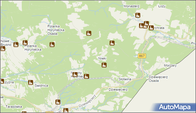 mapa Niwki gmina Horyniec-Zdrój, Niwki gmina Horyniec-Zdrój na mapie Targeo