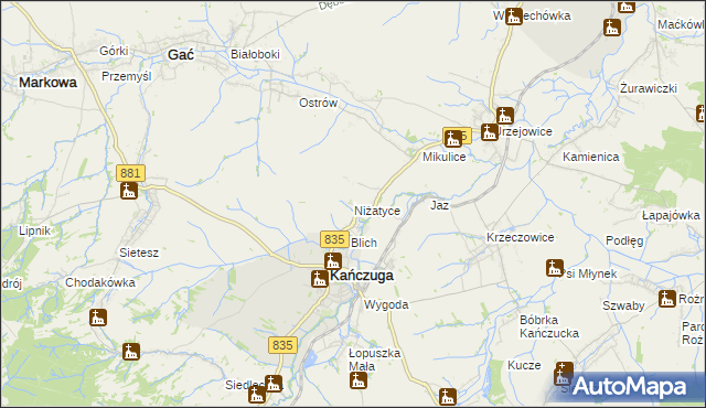 mapa Niżatyce, Niżatyce na mapie Targeo