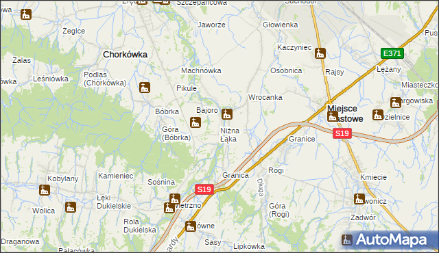 mapa Niżna Łąka, Niżna Łąka na mapie Targeo