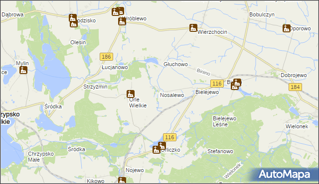 mapa Nosalewo, Nosalewo na mapie Targeo
