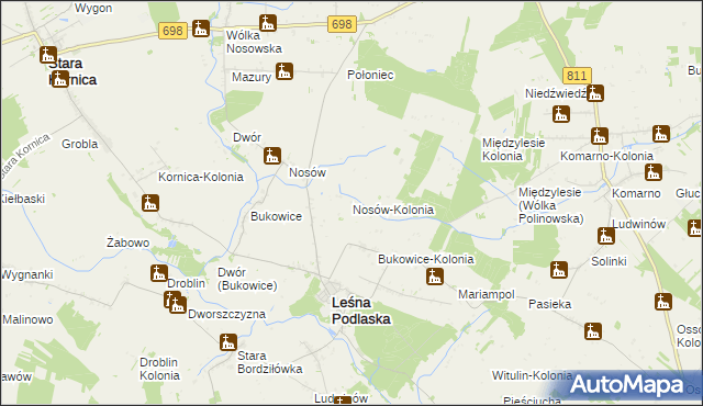 mapa Nosów-Kolonia, Nosów-Kolonia na mapie Targeo