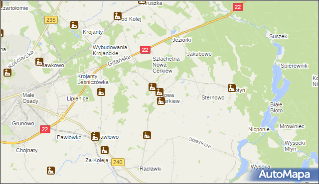 mapa Nowa Cerkiew gmina Chojnice, Nowa Cerkiew gmina Chojnice na mapie Targeo