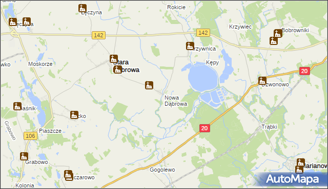 mapa Nowa Dąbrowa gmina Stara Dąbrowa, Nowa Dąbrowa gmina Stara Dąbrowa na mapie Targeo
