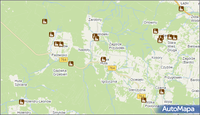 mapa Nowa Huta gmina Raków, Nowa Huta gmina Raków na mapie Targeo