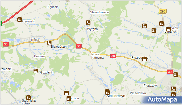 mapa Nowa Karczma gmina Siekierczyn, Nowa Karczma gmina Siekierczyn na mapie Targeo