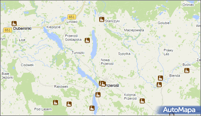 mapa Nowa Przerośl, Nowa Przerośl na mapie Targeo