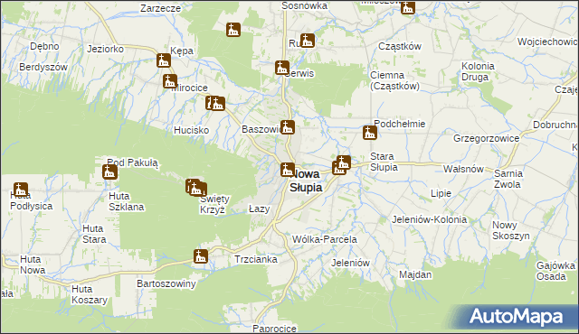 mapa Nowa Słupia, Nowa Słupia na mapie Targeo