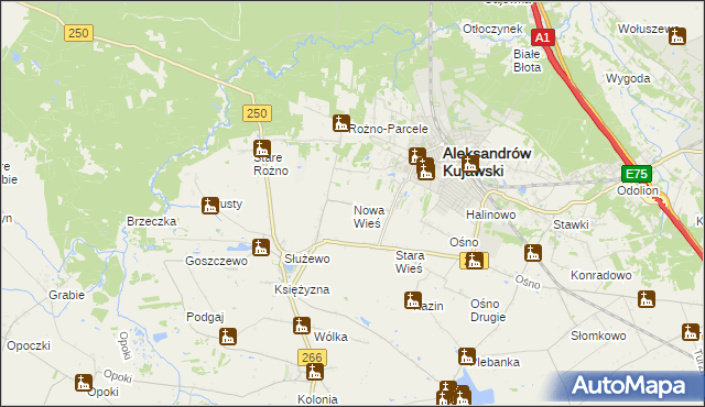 mapa Nowa Wieś gmina Aleksandrów Kujawski, Nowa Wieś gmina Aleksandrów Kujawski na mapie Targeo