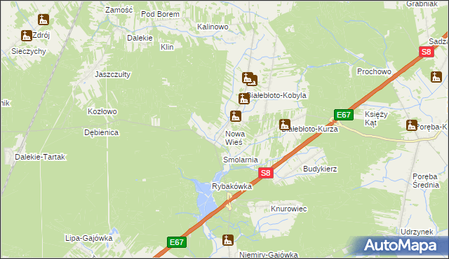 mapa Nowa Wieś gmina Brańszczyk, Nowa Wieś gmina Brańszczyk na mapie Targeo