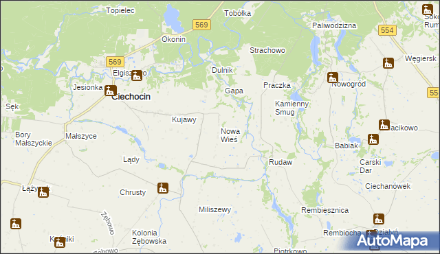 mapa Nowa Wieś gmina Ciechocin, Nowa Wieś gmina Ciechocin na mapie Targeo