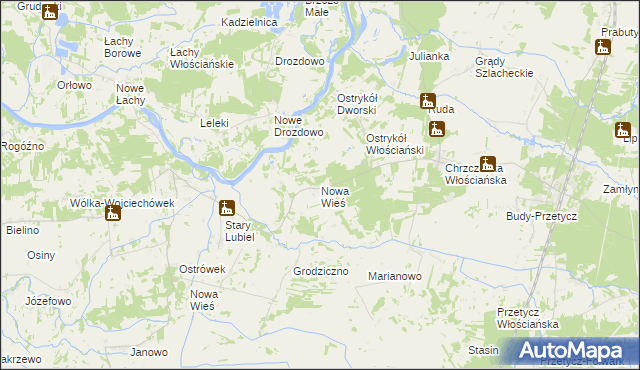 mapa Nowa Wieś gmina Długosiodło, Nowa Wieś gmina Długosiodło na mapie Targeo