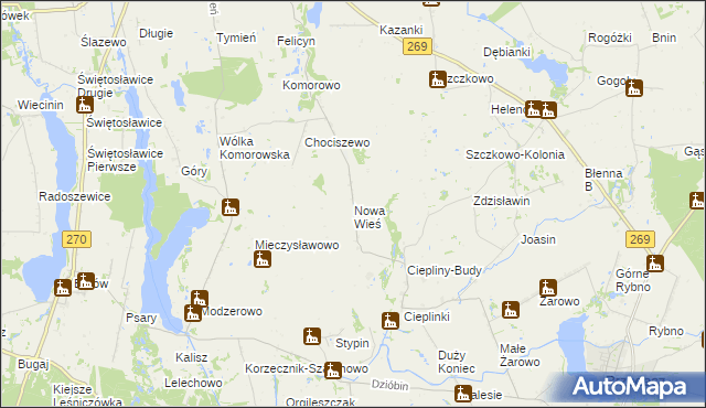 mapa Nowa Wieś gmina Izbica Kujawska, Nowa Wieś gmina Izbica Kujawska na mapie Targeo