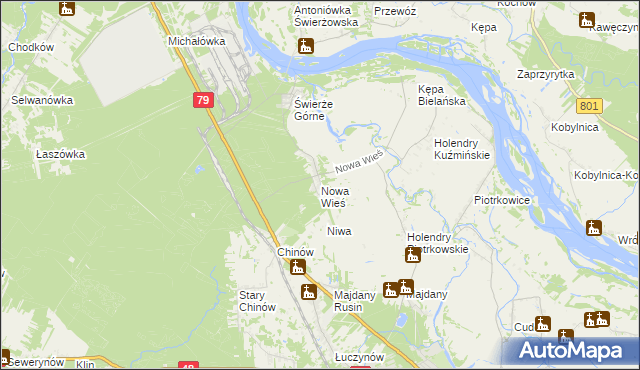 mapa Nowa Wieś gmina Kozienice, Nowa Wieś gmina Kozienice na mapie Targeo