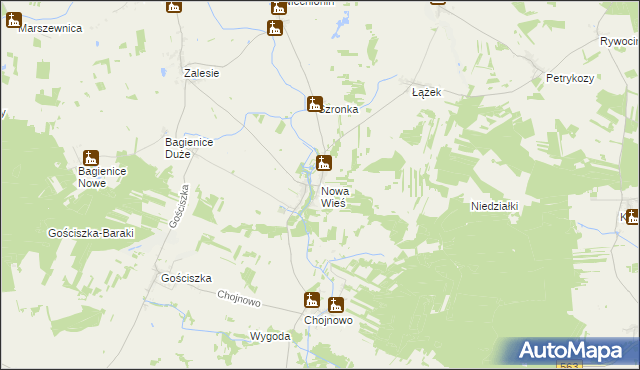 mapa Nowa Wieś gmina Kuczbork-Osada, Nowa Wieś gmina Kuczbork-Osada na mapie Targeo