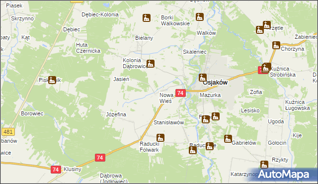 mapa Nowa Wieś gmina Osjaków, Nowa Wieś gmina Osjaków na mapie Targeo