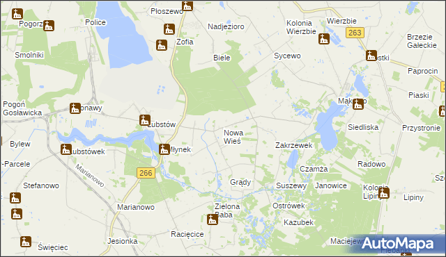 mapa Nowa Wieś gmina Sompolno, Nowa Wieś gmina Sompolno na mapie Targeo