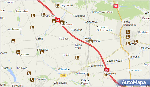 mapa Nowa Wola gmina Choceń, Nowa Wola gmina Choceń na mapie Targeo