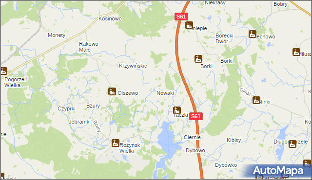 mapa Nowaki gmina Prostki, Nowaki gmina Prostki na mapie Targeo