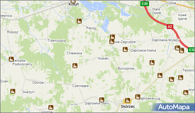 mapa Nowaki gmina Skórzec, Nowaki gmina Skórzec na mapie Targeo