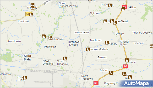 mapa Nowe Bronowo, Nowe Bronowo na mapie Targeo