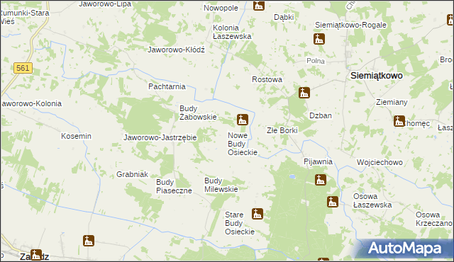 mapa Nowe Budy Osieckie, Nowe Budy Osieckie na mapie Targeo