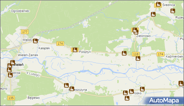 mapa Nowe Dwory gmina Wieleń, Nowe Dwory gmina Wieleń na mapie Targeo