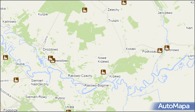 mapa Nowe Krzewo gmina Piątnica, Nowe Krzewo gmina Piątnica na mapie Targeo