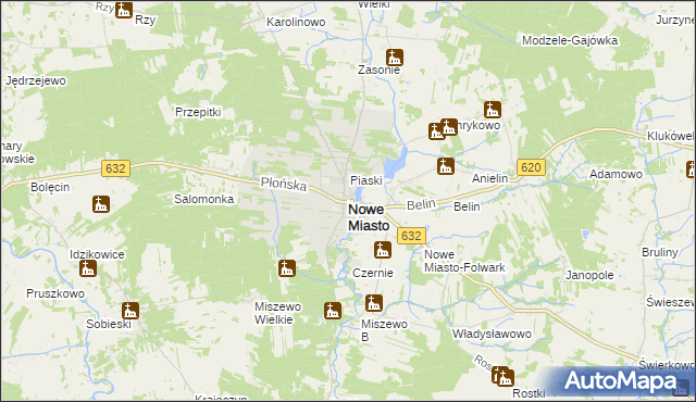 mapa Nowe Miasto powiat płoński, Nowe Miasto powiat płoński na mapie Targeo